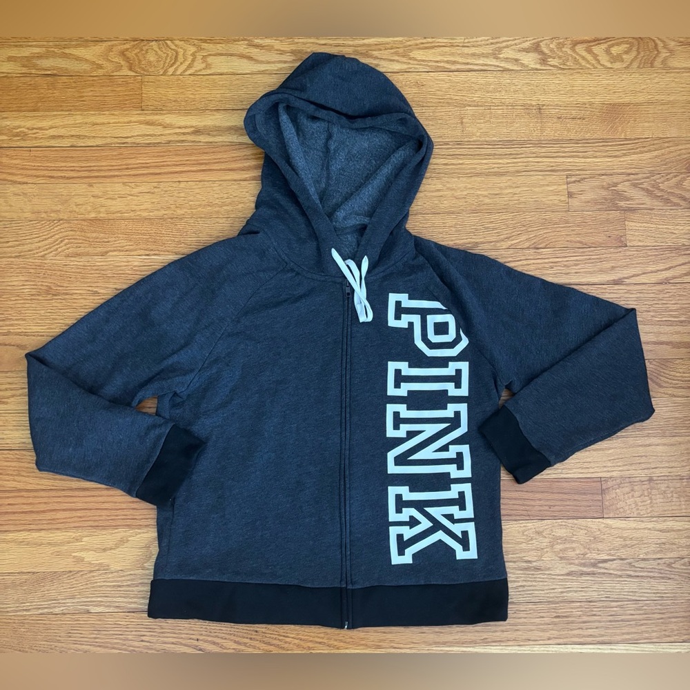 Victoria’s Secret PINK Hoodie Women’s Large Gray Multicolor Athleticwear Logo